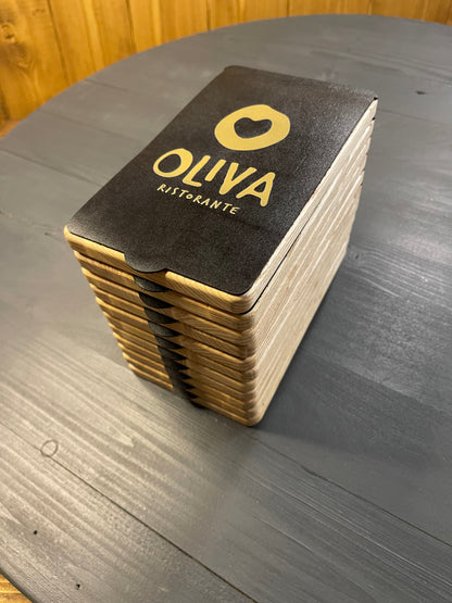 Suport personalizat pentru bonuri din lemn și piele | Suport pentru nota de plată la restaurant | Carnet de cecuri personalizat | Suport premium pentru chitanțe